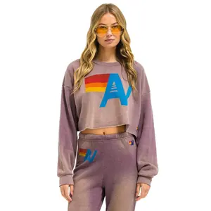 VINTAGE LOGO CROPPED CREW SWEATSHIRT RELAXED - FADED MOCHA