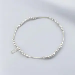 FWJ -925 STERLING SILVER JEWELRY- ELASTIC DAINTY BRACELET