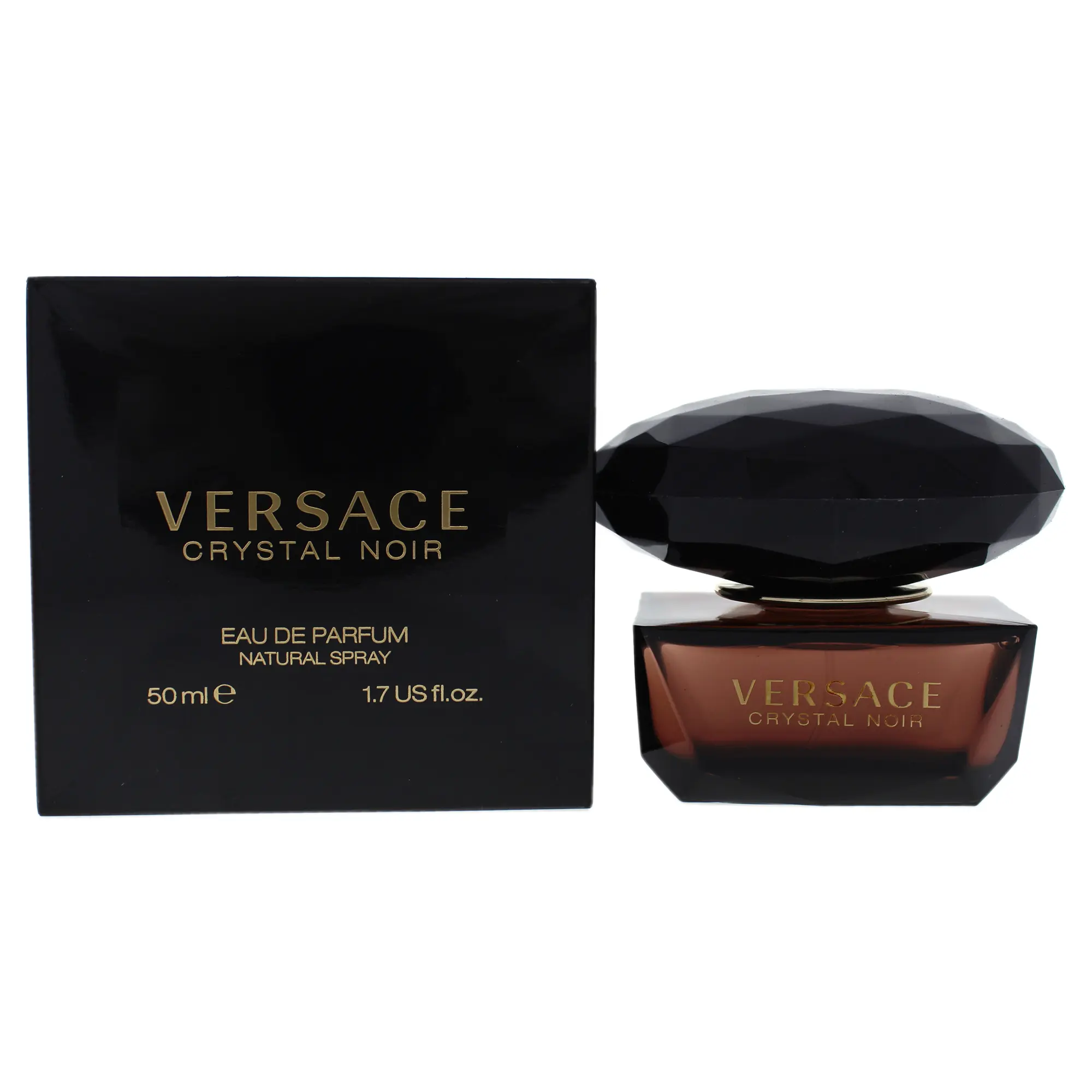 Versace Crystal Noir EDP Natural Spray for Women, 1.7 fl oz (50 ml bottle), Elegant Design, Personal Use, Rich Amber