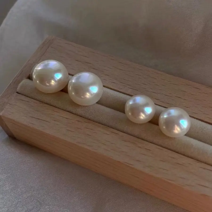 Large Natural Pearl Stud Earrings
