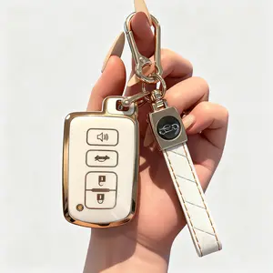 4 Button Key Fob Shell Case fit for Toyota Avalon Camry Corolla RAV4 Highlander Sequoia 2011 2012 2013 2014 2015 2016 2017 2018 2019 Keyless Entry Remote Control Key Fob Cover