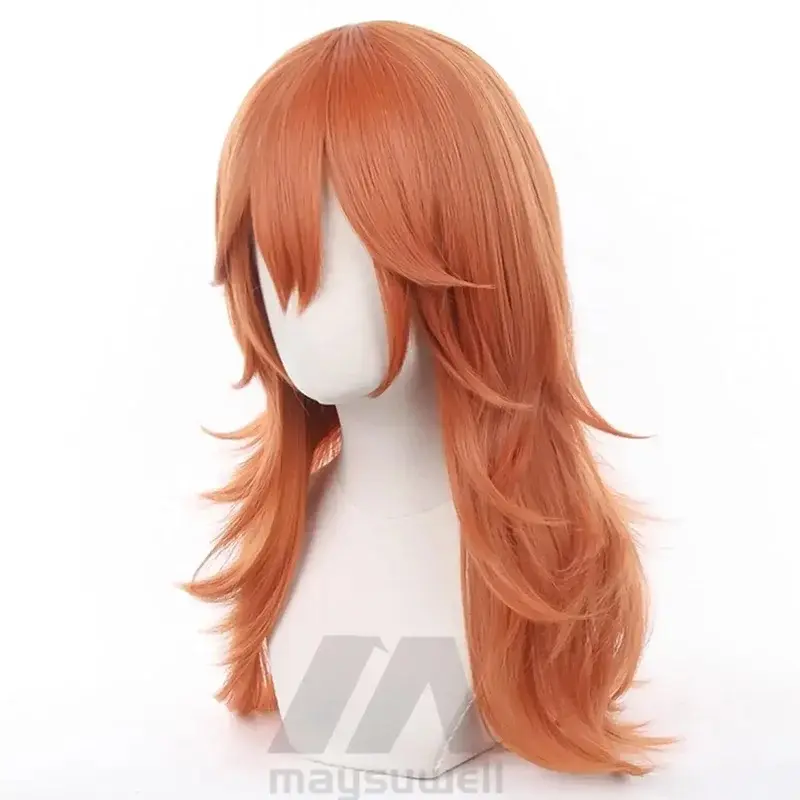 2026 NEW Angel Devil for Chainsaw Man Bangs Long Orange Brown Cosplay Wigs Halloween Costume Party AdultHair Wig