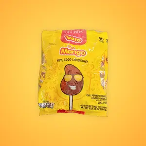 Vero Mango Lollipops Coated with Chili Powder, Hot and Sweet Candy Treat, Artificially Flavored, Net Wt. 1.39 Pound, 40 Count Bag Snack Bonbon