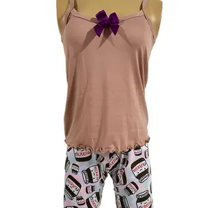 Pajamas Set for Women - Size Small Top and Pants with Bow Detail - Loungewear & Nightwear