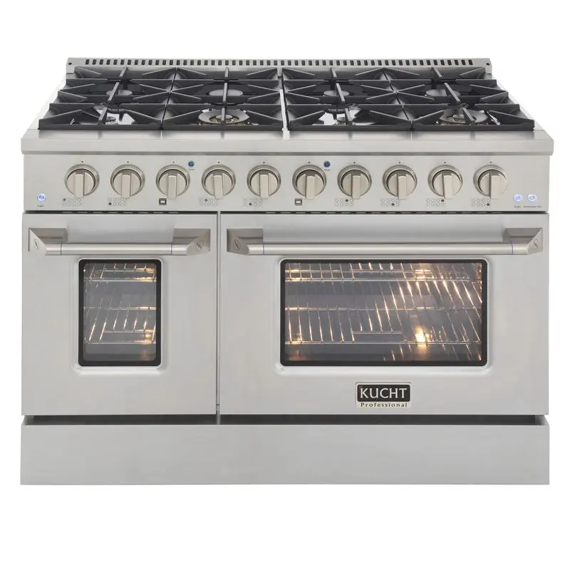 Kucht 48 Inch Professional KNG Series Liquid Propane Gas Stainless Steel Range with Silver Oven Door