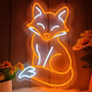 Fox Neon Light, USB Powered Adjustable LED Fox Neon Light, Wall Decor for Bedroom Living Room, Animal Theme Gift for Birthday Christmas Party