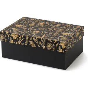 Soul & Lane Decorative Photo Storage Box with Lid, 11.7" * 7.7" * 4.5", Memory Box for Keepsakes, Floral Cardboard Picture Organizer for Mementos and Organization, Golden Twilight