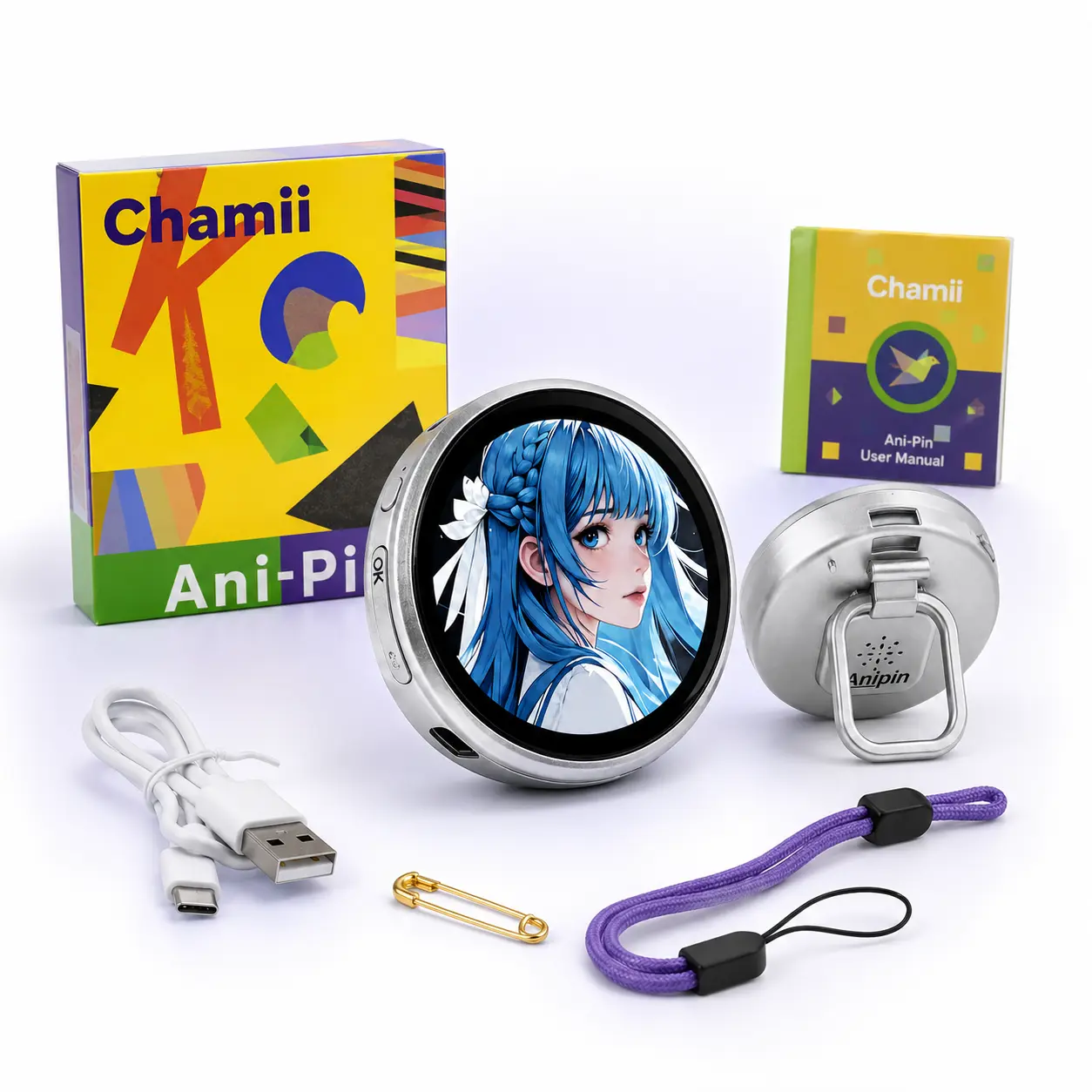 AniPin SE Digital Pin/Badge with Audio, Electronic Button with LED Screen, Customizable Anime Style Badge with Dynamic Touch Screen, Ita Bag Accessory for Parties, Fan Events, Cosplay, Concerts, Anime Fans and Fan Communities