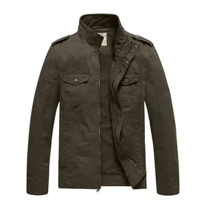 Men's Casual Washed Cotton Military Jacket