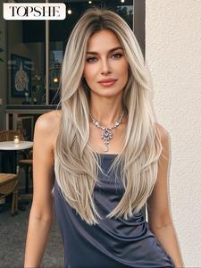 topshe 22-inch curly rose gold hair extensions, synthetic fiber, natural look, easy maintenance, perfect for daily wear