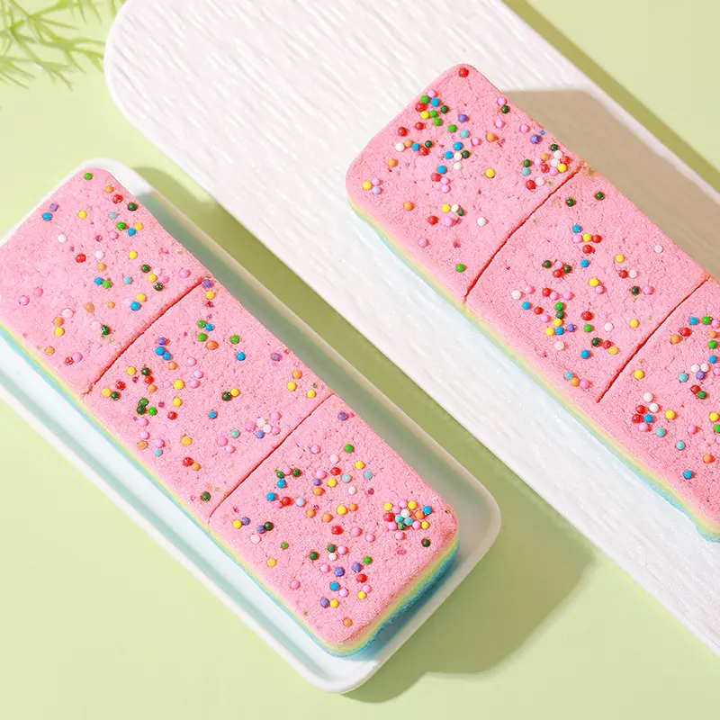 Bread-Shaped Marshmallows Cottoncandy-0 Fat High Protein & Sodium Snack Rainbow Design with Colorful Sprinkles Kiddie Sweets Gummy Variety Mix Bonbon