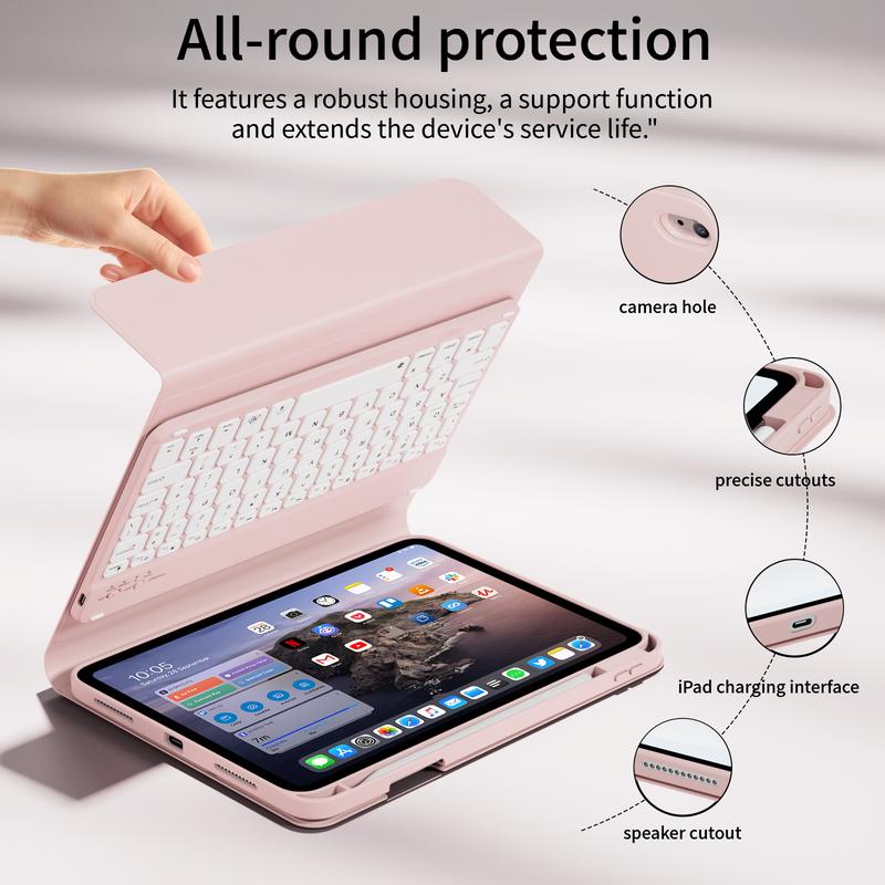 KENKE Backlit Detachable Magnetic Keyboard Case Shockproof Pencil Holder Anti-fall Keycaps UK QWERTY Layout Fit for iPad(A16)11th Gen 11 Inch 2025,iPad 10th Gen 2022,iPad Air 11 Inch M3(2025)/M2(2024) 7th/6th Gen,iPad Air 5th/4th Gen 2022/2020 10.9 Inch