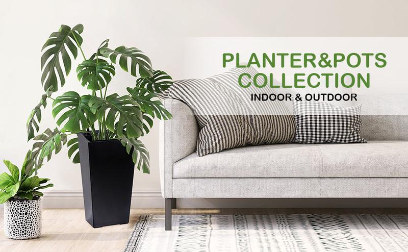 GARVEE Large Outdoor Tall Planter Black Flower Pots, 23" Tapered Front Porch Decor Plant Pots with Water Level Monitor, Automatic Watering(2 Packs) GARVEE Large Outdoor Tall Planter Black Flower Pots, 23" Tapered Front Porch Decor Plant Pots with Water Level Monitor, Automatic Watering(2 Packs)