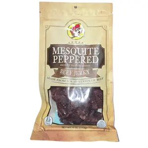 Buc-ee's Mequite Peppered Beef Jerky- 4oz bag of Savory Robust Flavors, Tender Strips of Meat for Protein Packed Snack Food Dried Dry high protein