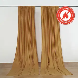 2 Pack 5ftx10ft Gold Scuba Polyester Backdrop Drape Curtains, Durable Flame Resistant Event Divider Panels Wrinkle Free With Rod Pockets