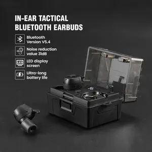 (New Gifts) ARM NEXT E30/Totems Tactical Headset Electronic Anti-noise Earplugs Noise-cancelling for Shooting Protection NRR27/31dB With Bluetooth Lightweight Men Black Audio Earbud Button Charging Headphone Ear Defenders