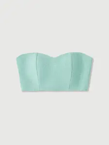 Elagia Tiffany-Blue Tweed Sweetheart Crop Top
