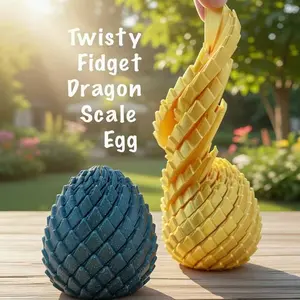 2-Piece ABS Plastic 3D Printed Dragon Scale Eggs Fidget Toy - Twistable, Extendable, Scale Texture, Relieves Stress, Desktop Home Decor Statue, Ideal Festival Gift