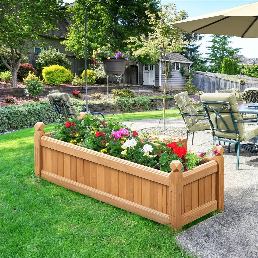 Yaheetech Wooden Raised Garden Bed, Wood Rectangular Garden Planter, Raised Planter Box for Yard/Greenhouse/Home Vegetable/Flower/Greens Planting, Light Brown