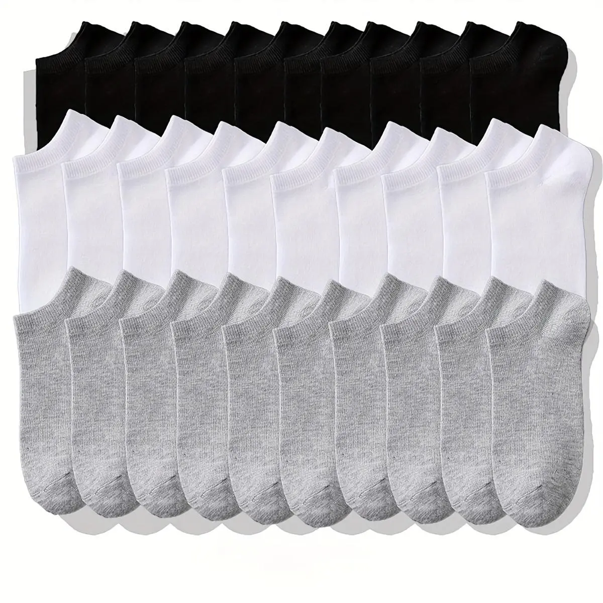 40 Pairs of Solid Color Socks, Sweat Wicking, Moisture Absorbing, Breathable, Suitable for All Seasons, Unisex Daily and Sports Socks