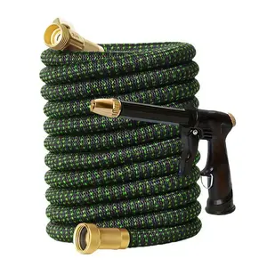 High-Pressure Garden Hose Set - 3x Expandable Retractable Design - Durable Rubber Material - American Standard Connector - Suitable for Outdoor Home Cleaning and Car Washing - Multifunctional Garden Tool Kit - Retractable Water Hose