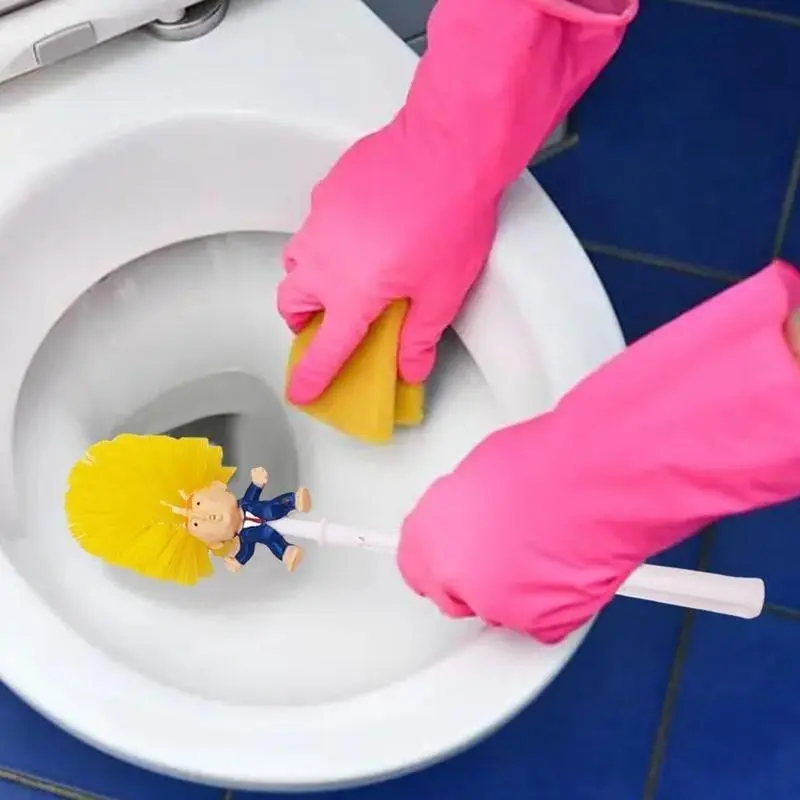 Reach out (to retrieve the toilet brush + base)