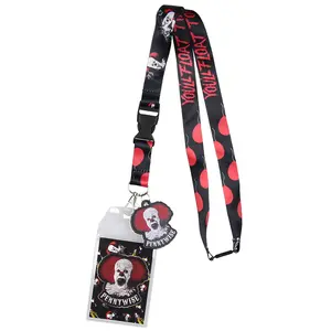 IT The Movie Pennywise ID Lanyard Badge Holder With And 2" Rubber Charm Pendant