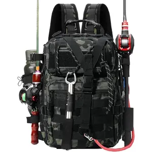 Fishing Tackle Backpack, Military Tactical Backpack Tactical Sling Pouch Fishing Tackle Storage Bag Fish Gear Bag Molle Assault Pack Tactical Hiking Rucksack (Green)