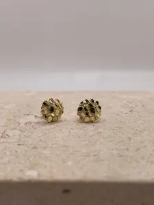14k gold round nugget stud earrings