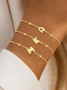 Letter Design Bubble Initial Bracelet, Letter Link Bracelet, Stainless Steel Bead Chain Bracelet for Women, Fashion Jewelry for Party, Daily Clothing Decor, Trendy Exquisite Jewelry for Gift