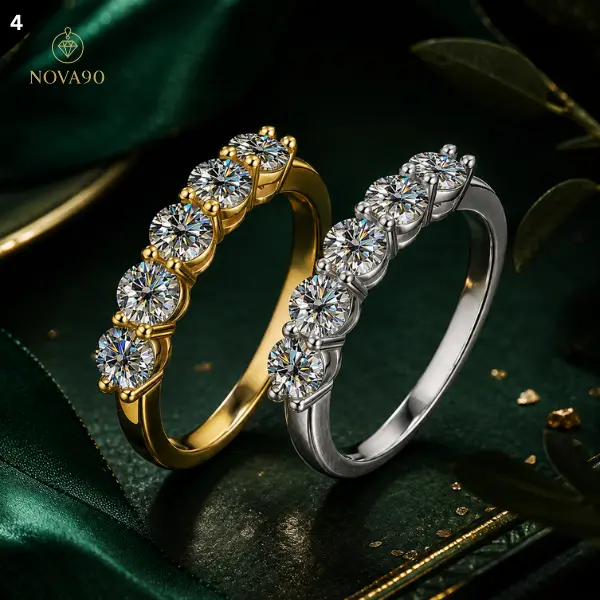 "NOVA 90 LumiClassic Moissanite Solitaire Ring – Round Brilliant Cut | Gold & Silver Finish"
