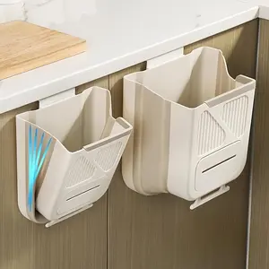 Foldable Dustbin Hanging Kitchen Trash Can 10L Garbage Storage Bucket Cabinet Door Trash Bin Space Saving Kitchen Accessory