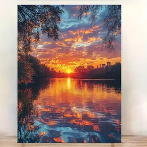 Serene Outdoor Landscape Art Lake Sunset Canvas Cozy Home Nature Wall Hanging HD Prints Fade Resistant Vibrant Colors 5 Sizes Ready to Hang office bedroom printable Vintage Ace of Hearts Playing Cards Set quote