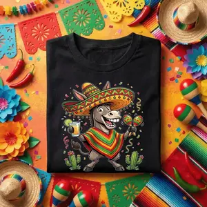 Funny Cinco De Mayo Donkey Shirt Fiesta Burro Sombrero Tee Mexican Party Donkey Shirt Margarita Cinco De Mayo Shirt S