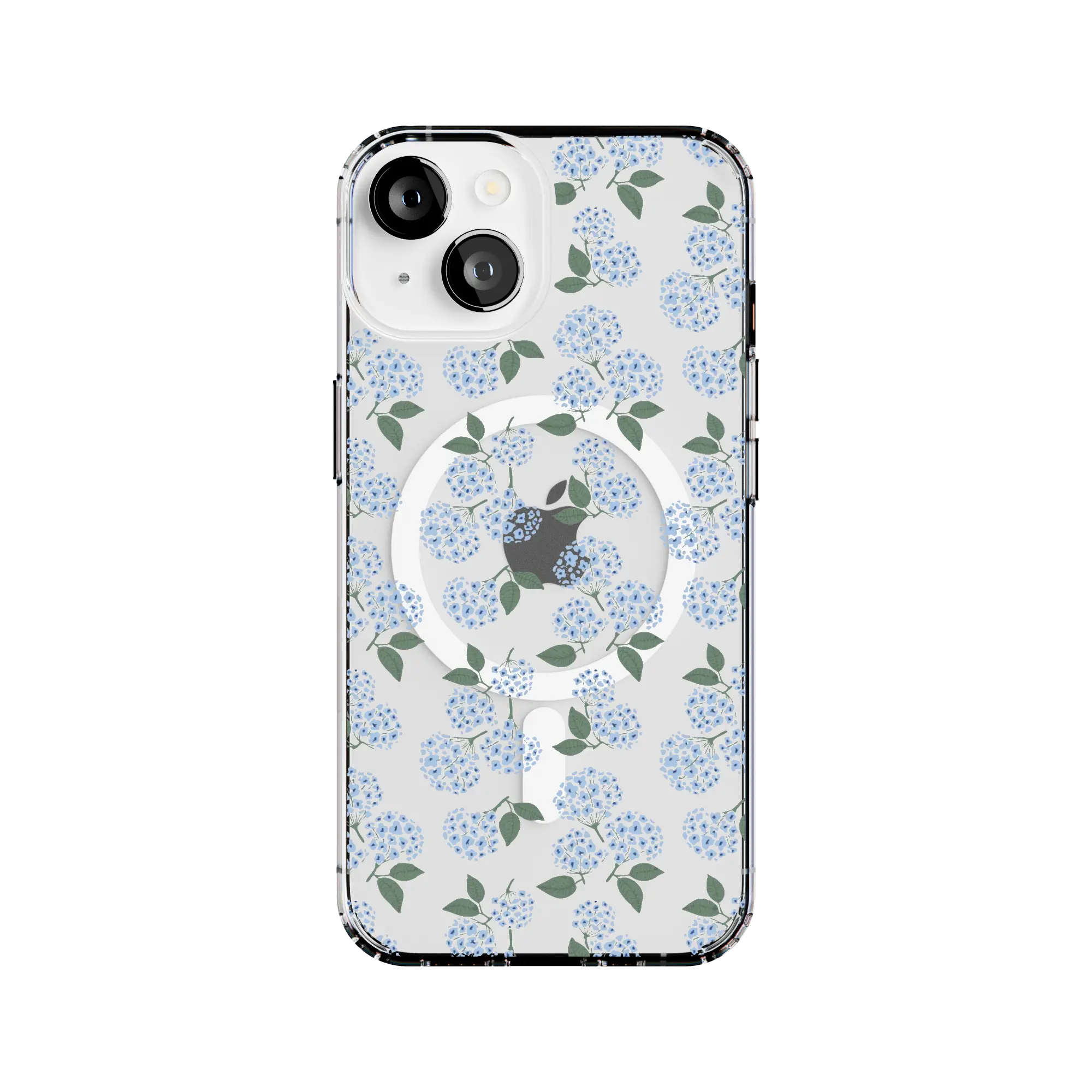 Casely iPhone 14 Case | Nantucket Cottage | Blue Hydrangea | Clear Classic Ultra-Thin Design | Compatible with MagSafe