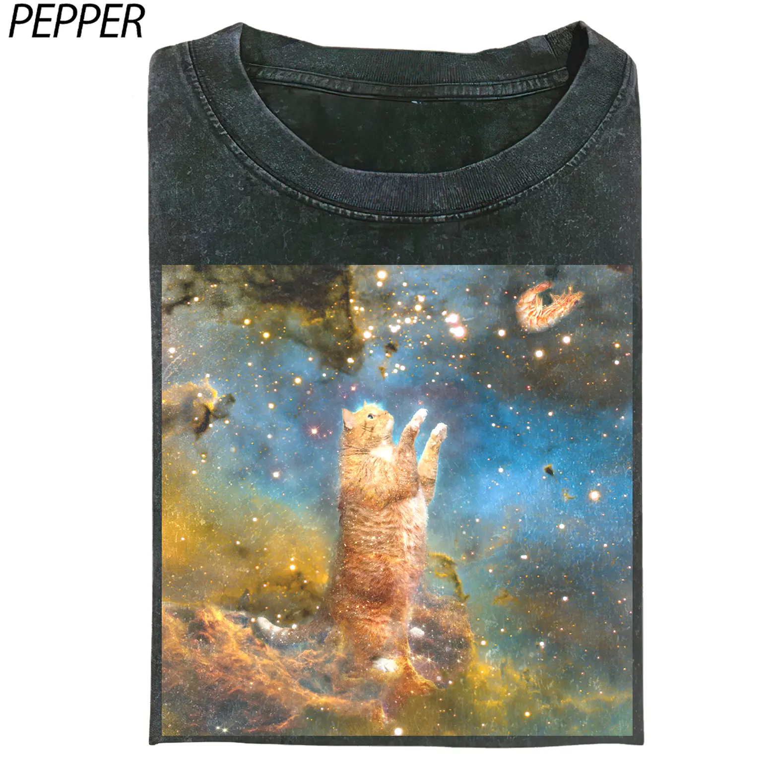 Galaxy Cat Shirt, Cosmic Orange Cat Tee, Space Cat Graphic Shirt, Celestial Cat Lover Gift, Surreal Universe Cat Tee, Dreamcore Cat T Shirt Womenswear Top
