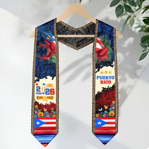 Puerto Rican Graduation Stole – Puerto Rico American Flag Graduation Sash 2026, Class of 2026 V Shape National Country Flag Sash