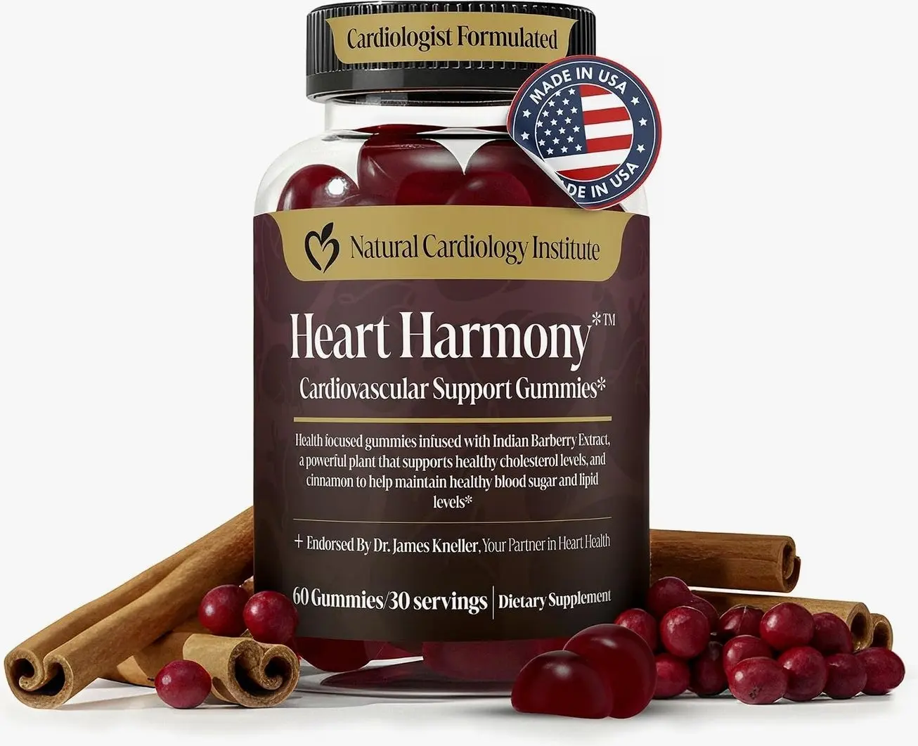 Heart Harmony™ Berberine Supplement Gummies with Ceylon Cinnamon – High Potency berberine with Ceylon cinnamon for Metabolism Blood Sugar Support Healthy Lipid Balance Circulatory Wellness
