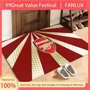 Sports Arsenal Football Club Floor Mat This soft flannel mat provides a cozy Soft flannel mat with quick water absorption, non-slip and durable. Easy to clean, ideal for bathroom and entryway use.