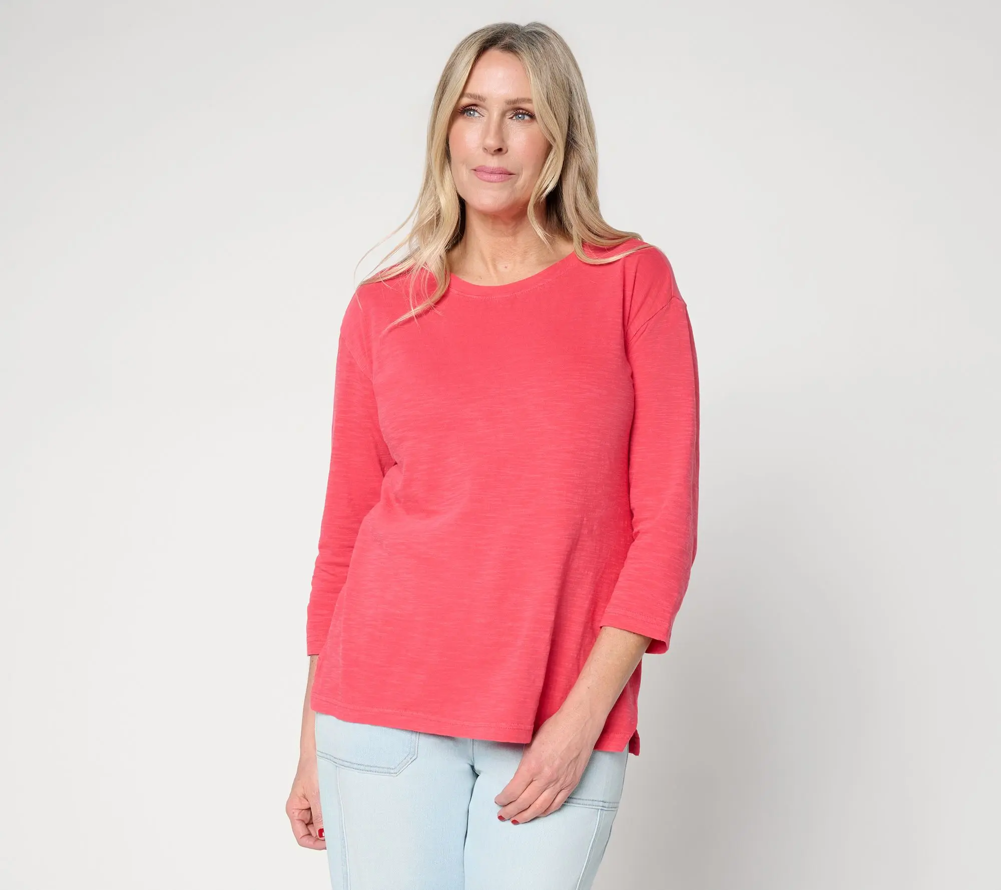 LOOG Layers by Lori Goldstein 3/4 Sleeve Top with Side Slits