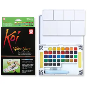 SAKURA Koi Pocket Field Sketch Kit - Watercolor Sets for Painting On the Go - 30 Different Colors - 1 Water Brush, Sponge, Mixing Palette