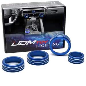iJDMTOY 4pcs Sports Blue Anodized Aluminum Stereo Vol, AC Climate Control, Center Console Driving Mode Selector Cover Rings, For Toyota 24-up Tacoma/25-up 4Runner w/ 14-Inch Large Screen