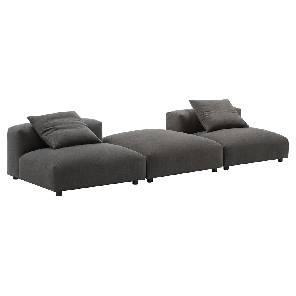 Modway Solace 3-Piece Modular Upholstered Fabric Sectional Sofa