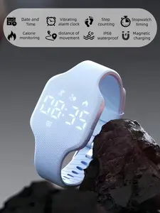 Essential Wearable Fitness Tracker for Men and Women: Tracks Time, Steps, and Calories; Silent Vibration Alarm; Soft, Skin-Friendly Silicone Strap; IP68 Water-Resistant for Swimming and Diving; Available in Multiple Colors