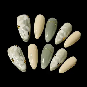M003, Medium Length Crazy Bee Press-on Nails, Handmade by Nail technicians , Acrylic, Nail Art, Nail Care, Manicure, Daily