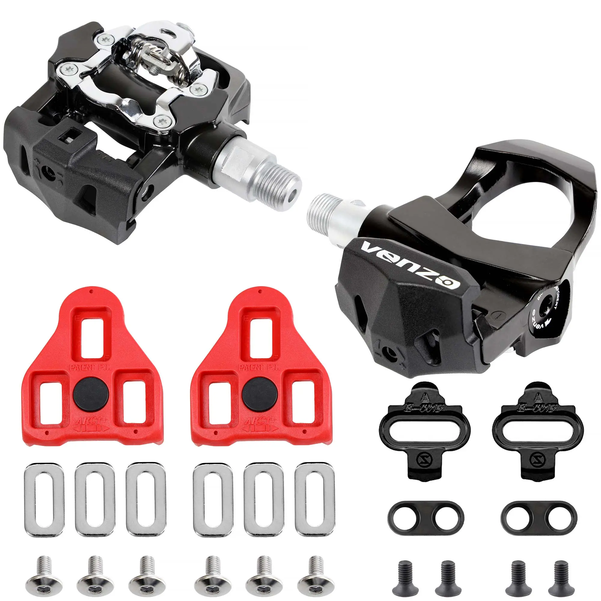 Venzo Sealed Fitness Exercise Spin Bike Bicycle Pedals & Cleats - Compatible with Peloton, LOOK DELTA & Shimano SPD 9/16"
