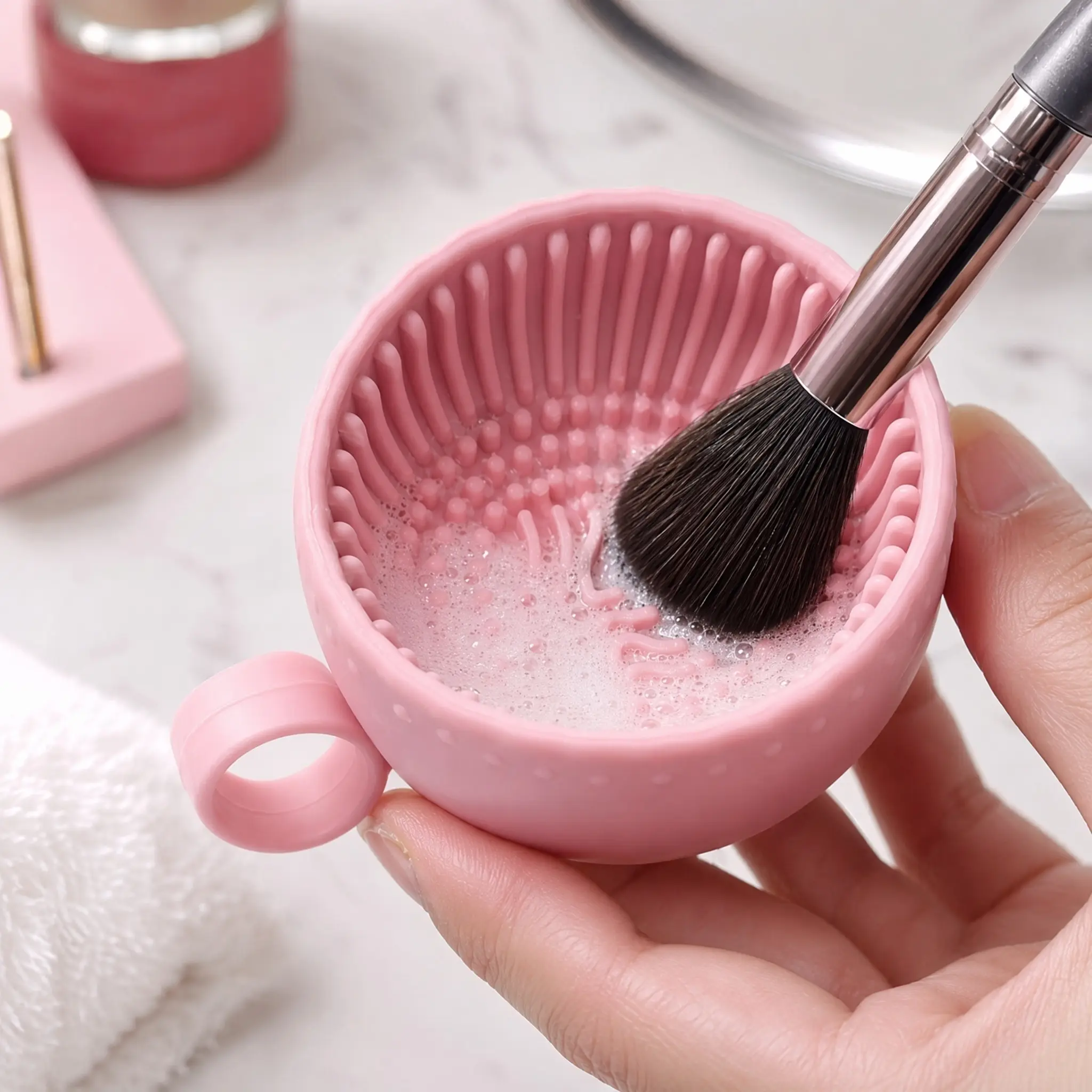 Silicone Makeup Brush Cleaning Bowl, 1 Count Makeup Brush Drying Holder, Makeup Brush Cleaning Tool, Cosmetic Brush Cleaning Bowl, Makeup Brush Cleaner, Gift, Makeup Accessories, Makeup Brushes Cleaner - MM2
