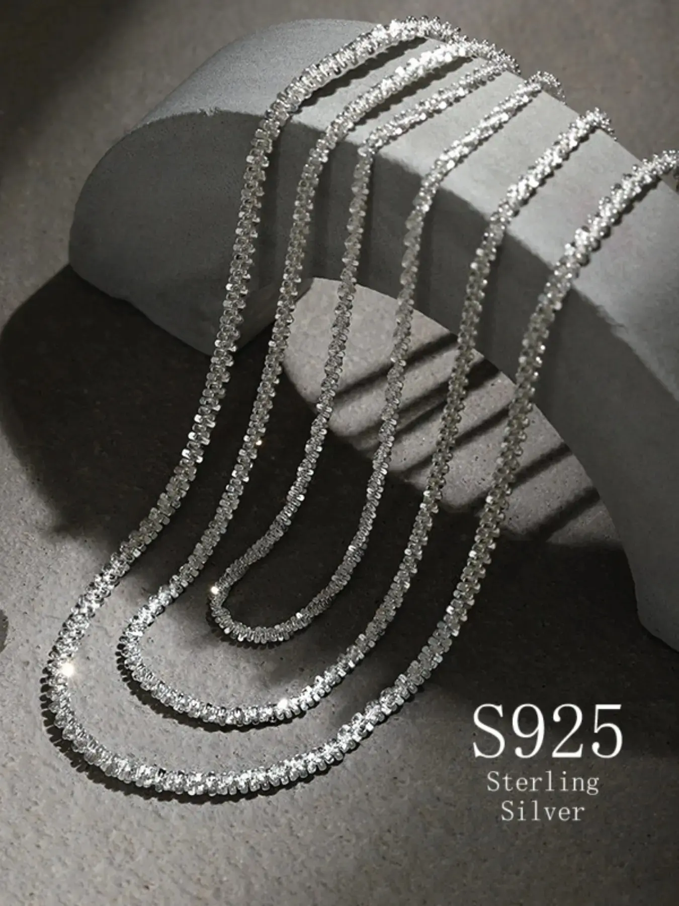 S925 Pure Silver Necklace, Minimalist Chain Necklace, Sparkling Unisex Hip-Hop Style, Versatile Casual Chain, Perfect Gift for Christmas, Thanksgiving, Halloween