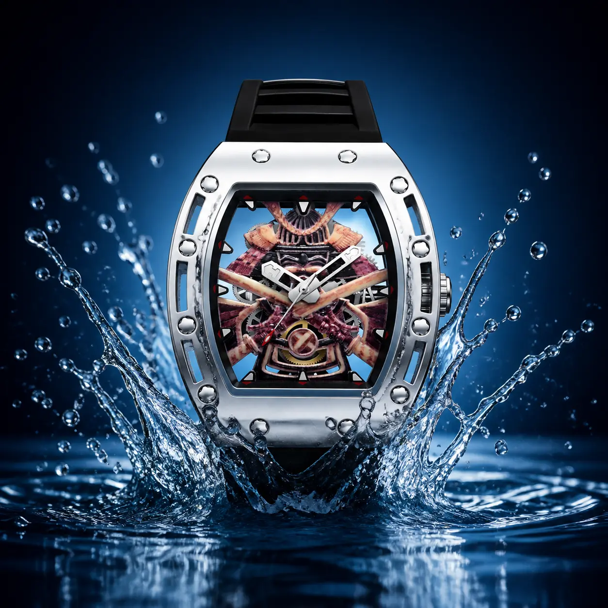 Luxury Tonneau Quartz Watch with Comfortable Silicone Band, Water Resistant Function, and Luminous Hands, Designed for Sophisticated Men and Fashion Trendsetters