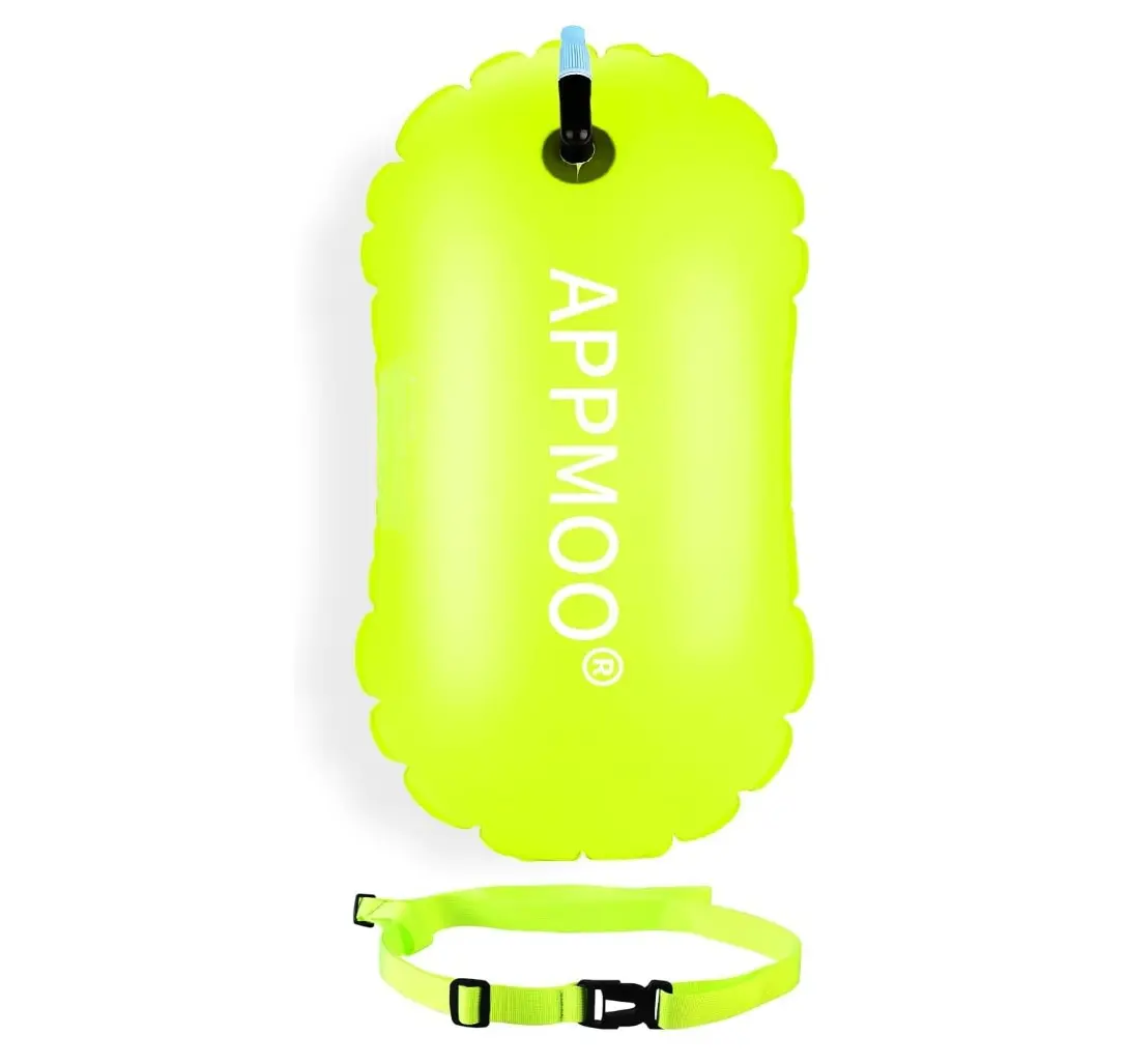 Swim Buoy with Dry Bag Compartment, High Visibility Open Water Swim Safety Buoy, Lightweight Swim Belt for Swimmers and Triathletes